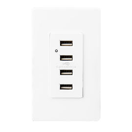 흰색 USB 벽 콘센트, USB 전기 콘센트 2개의 벽판과 함께 4개의 USB 포트