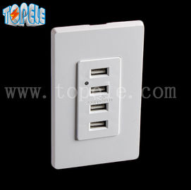 흰색 USB 벽 콘센트, USB 전기 콘센트 2개의 벽판과 함께 4개의 USB 포트